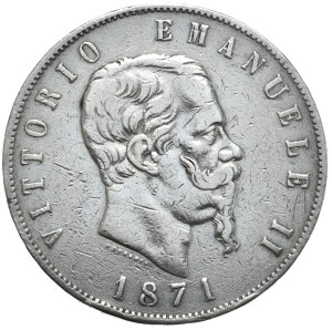 Italy, 5 lira, 1871, M