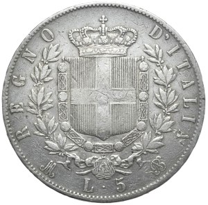 Italy, 5 lira, 1871, M