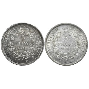 Francja, 2x5 Franków, 1873-6r.