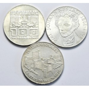 Austria, zestaw 3x100 szylingów, różne roczniki