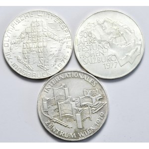Austria, zestaw 3x100 szylingów, różne roczniki