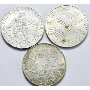 Austria, zestaw 3x100 szylingów, różne roczniki