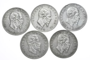 Italy, 5x5 lire, from 1871.