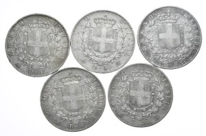 Italy, 5x5 lire, from 1871.