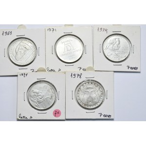 RFN, 5 marek, 1969-1978, zestaw 5 sztuk