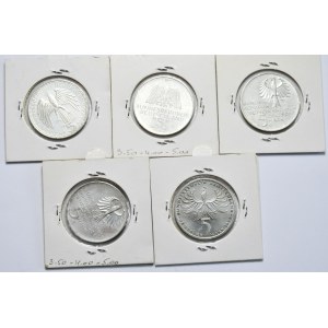 RFN, 5 marek, 1969-1978, zestaw 5 sztuk
