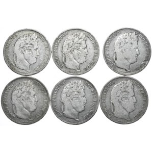 Francja, 6x5 Franków, 1832-43r.