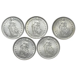 Szwajcaria, 5x2 Franki, 1955-1967r.