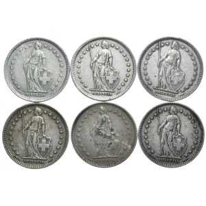 Szwajcaria, 6x2 Franki, 1920-1958r.