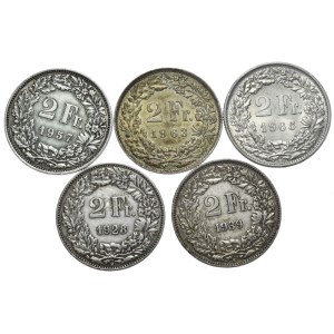 Szwajcaria, 5x2 Franki, 1928-1965r.