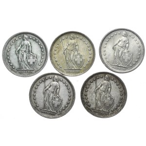 Szwajcaria, 5x2 Franki, 1928-1965r.
