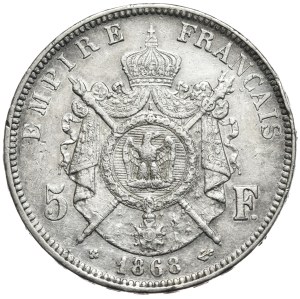 France, 5 francs, 1868, BB, Strasbourg