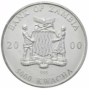 Zambia, 5000 Kwacha, 2000r., Słoń, Rzadkość