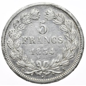 Francja, 5 Franków, 1834r., „A