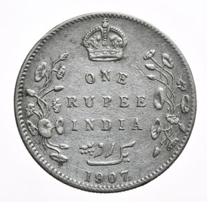 India, 1 Rupee, 1907.