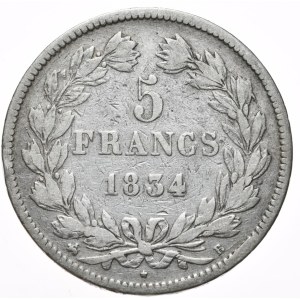 Francja, 5 Franków, 1834r., B