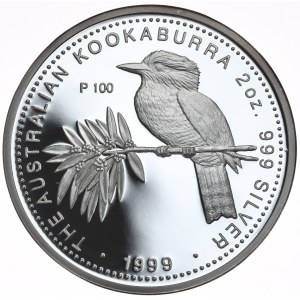 Australia, Kookaburra, 1999r., 2 oz., Proof, RZADKOŚĆ.
