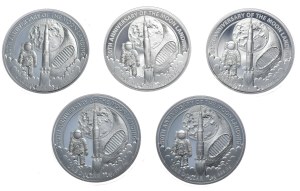 Australia, 1 Dollar, 2019, Moon landing - rocket - SET OF 5 PACKS.