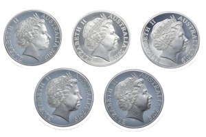 Australia, 1 Dollar, 2019, Moon landing - rocket - SET OF 5 PACKS.