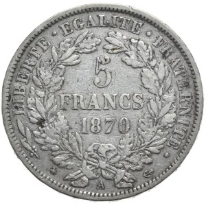 Francja, 5 Franków, 1870r., Ceres