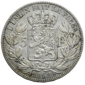 Belgia, 5 Franków, 1852r.