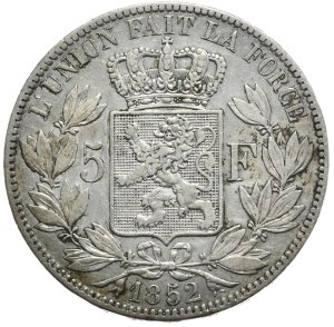 Belgium, 5 Francs, 1852.