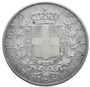Italy, 5 lira 1875 R, Rome, rare mintage