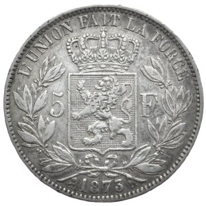 Belgia, 5 Franków, 1873r.