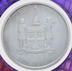 Fiji, $1, 2015, Iguana