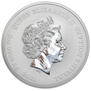 Tuvalu, 5 Dolarów, 2021r., 5oz., Posejdon, RZADKOŚĆ