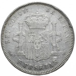Spain, 5 Pesetas, 1898.