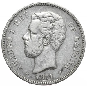 Spain, 5 Pesetas, 1871.