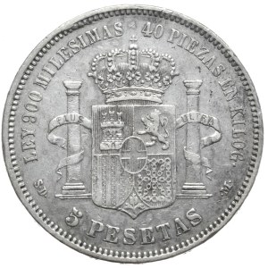 Spain, 5 Pesetas, 1871.