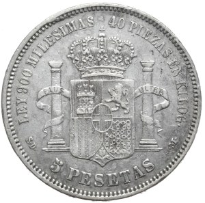 Spain, 5 Pesetas, 1871.
