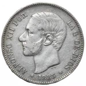 Hiszpania, 5 Peset, 1885r.