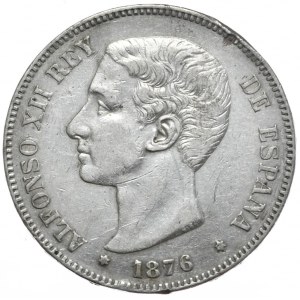 Spain, 5 Pesetas, 1876.