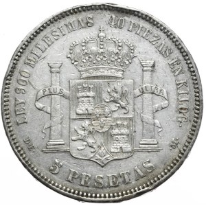 Spain, 5 Pesetas, 1876.