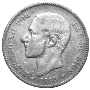 Hiszpania, 5 Peset, 1885r.