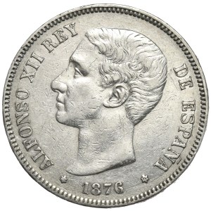 Spain, 5 Pesetas, 1876.