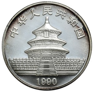 Čína, Panda, 1990, 1oz., veľký dátum