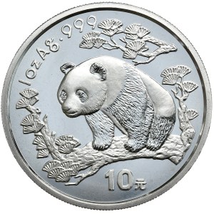 China, Panda, 1997, 1oz., AG 999, large date