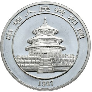 China, Panda, 1997, 1oz., AG 999, small date