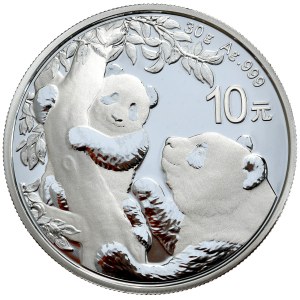 Chiny, Panda, 2021r., 30g, Ag 999