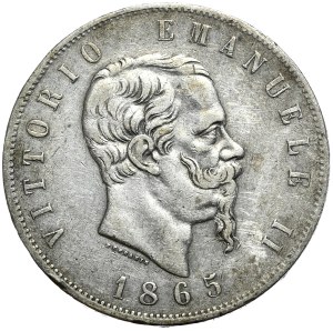 Italy, 5 lira, 1865, T, Turin, rarer vintage