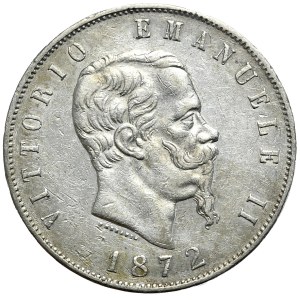 Włochy, 5 lirów 1872 M BN, Mediolan