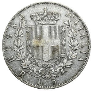 Włochy, 5 lirów 1876 R, Rzym