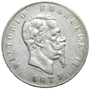 Italy, 5 lira, 1877, R, Rome, late vintage