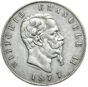 Italy, 5 lira, 1877, R, Rome, late vintage