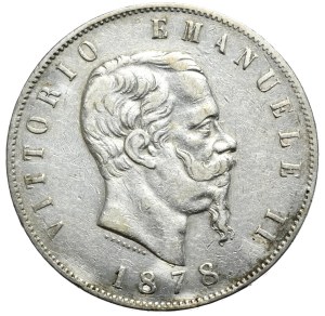 Italy, 5 lira, 1878, R, Rome, last vintage