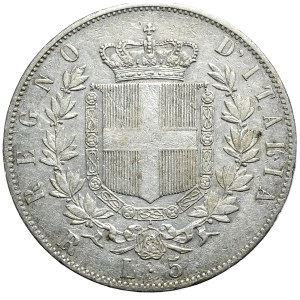 Włochy, 5 lirów, 1878r., R, Rzym, ostatni rocznik